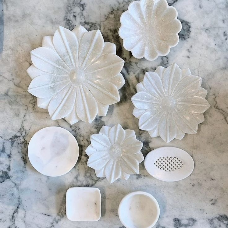 Marble Floral Decor Set